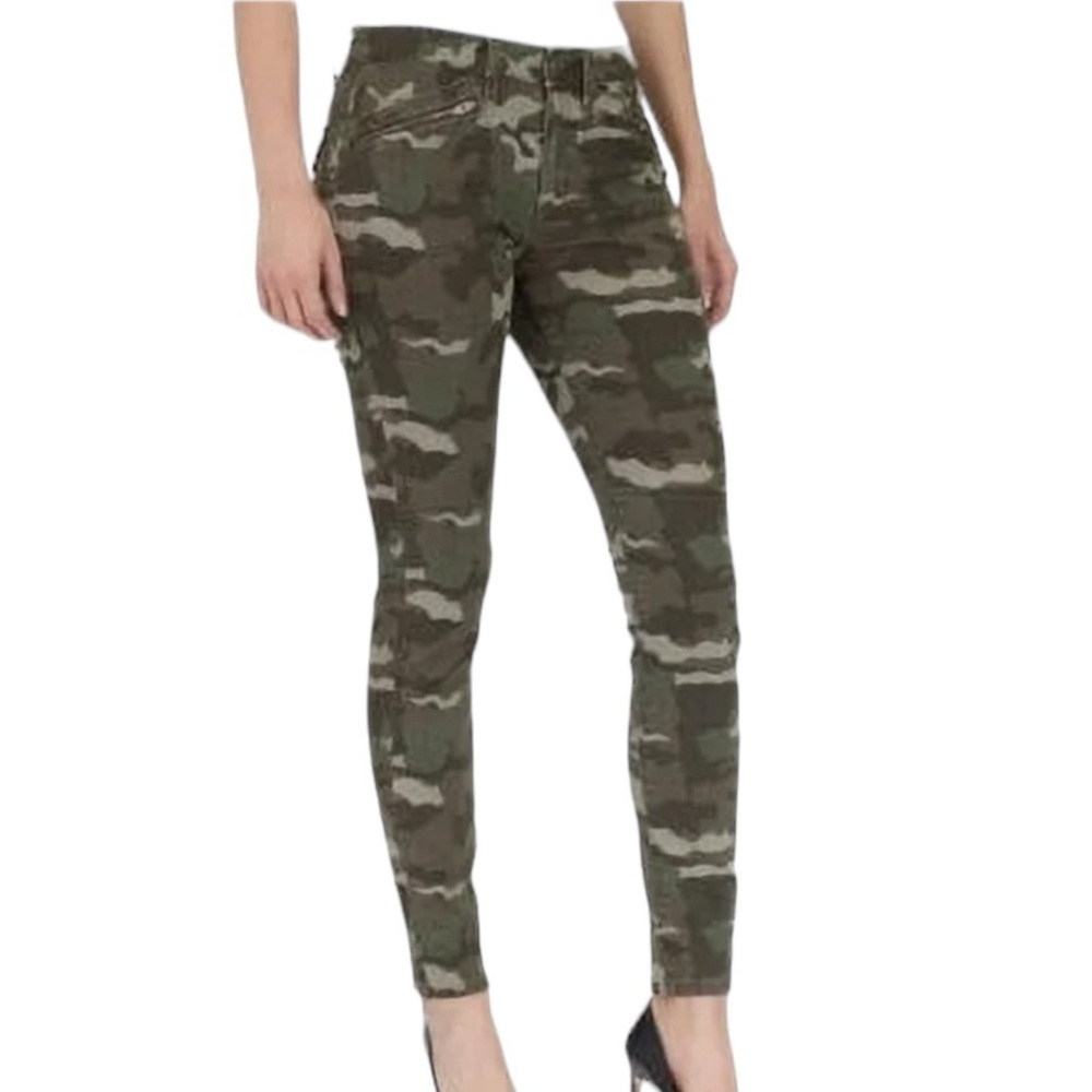 William Rast Olive Green Camo Print Jane Skinny Cargo Pant 28
